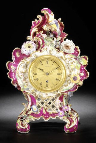 VICTORIAN ANTIQUE PORCELAIN MANTEL CLOCK BY BENJAMIN LEWIS VULLIAMY, LONDON